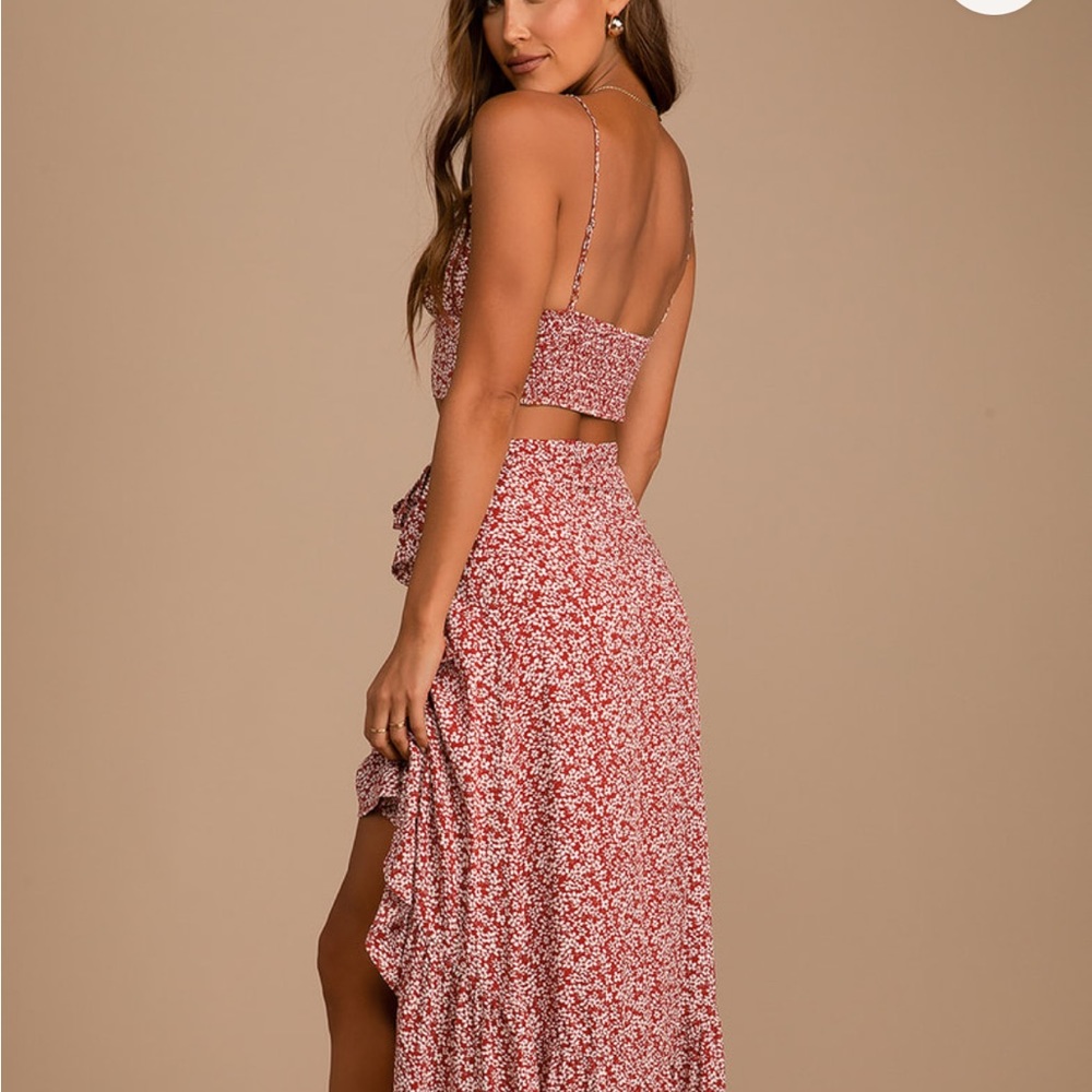 Lulus Summer Romance Rust Floral Two Piece Set - Picture 2 of 5